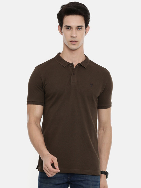 

Classic Polo Men Brown Solid Polo Collar Slim Fit T-shirt