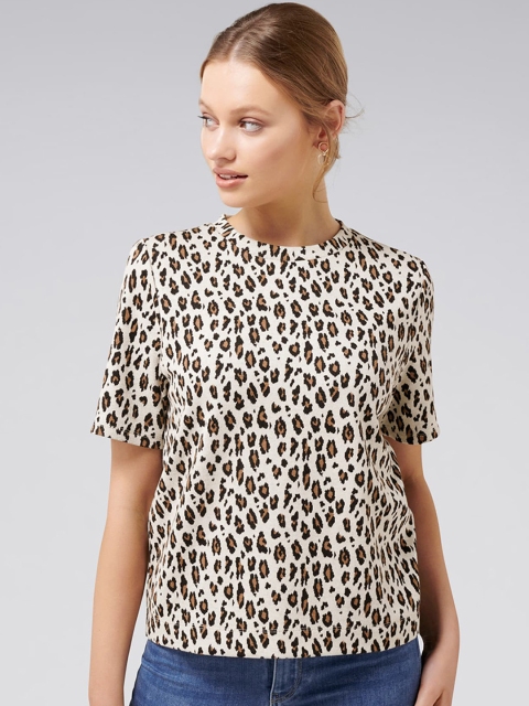 

Forever New Women Beige Animal Printed Top