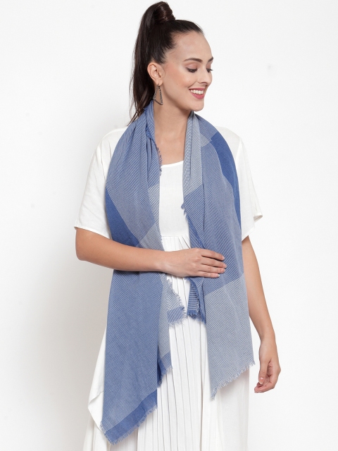 

J Style Women Blue Checked Stole