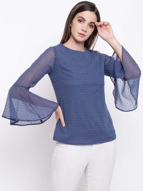 

RIVI Women Blue Self Design Top