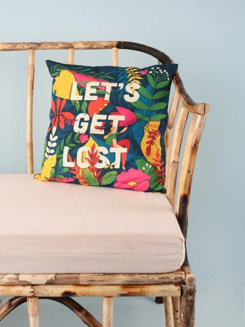 

Chumbak Green & Yellow Floral Square Cushion Cover
