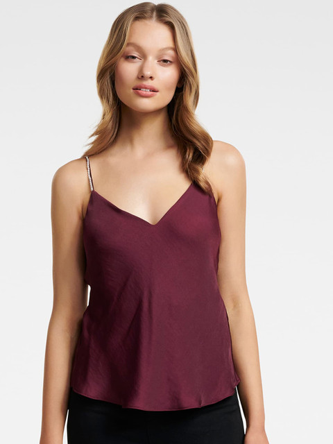 

Forever New Women Burgundy Solid Top