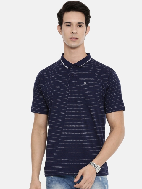 

Classic Polo Men Blue Striped Polo Collar T-shirt