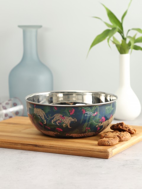 

India Circus by Krsnaa Mehta Blue Stainless Steel Enamelled Bowl
