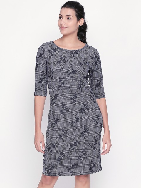 

Annabelle by Pantaloons Women Printed Navy Blue Sheath Dress