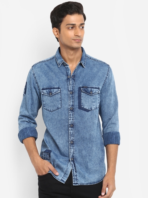 

Mufti Men Blue Faded Slim Fit Casual Shirt