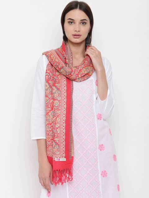 

HK colours of fashion Women Coral Woven Design Stole