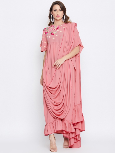 

The Kaftan Company Women Pink Self Design Maxi Dress