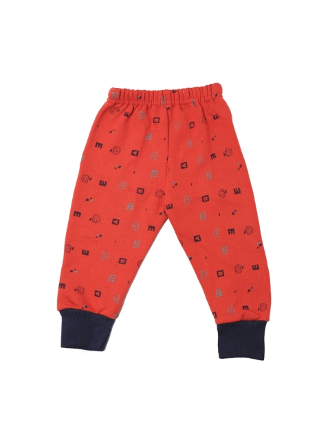 

TINY HUG Kids Red & Blue Printed Slim-Fit Joggers