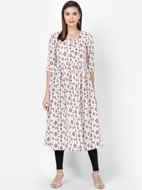 

Soch Women White & Red Checked Anarkali Kurta