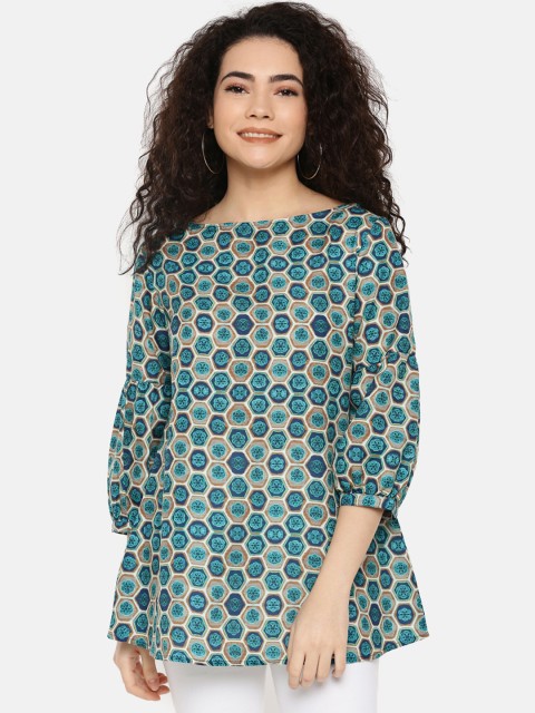 

IDK Women Blue Printed Top
