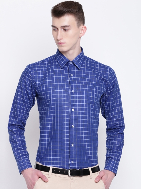 

Hancock Men Blue Sport Slim Fit Checked Formal Shirt