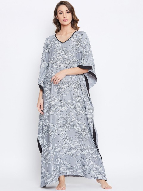 

The Kaftan Company Grey Printed Nightdress