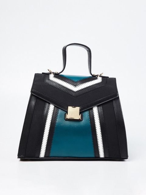 

CODE by Lifestyle Black & Green Colourblocked Handheld Bag