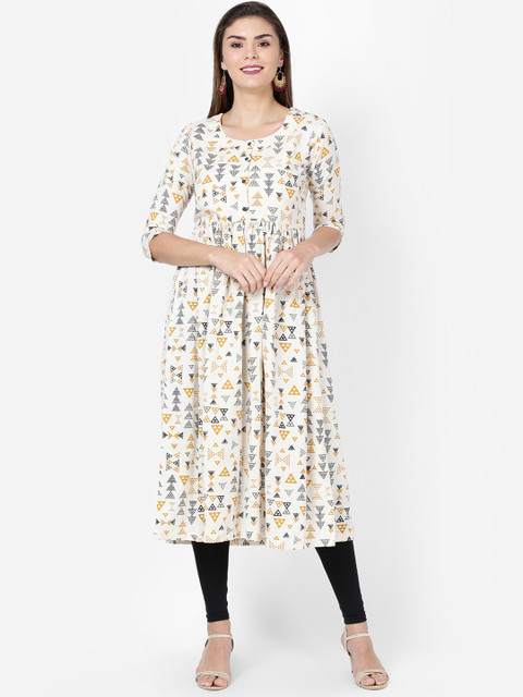 

Soch Women Yellow & White Printed Anarkali Kurta