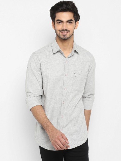 

Mufti Men Grey Self Design Slim Fit Casual Shirt
