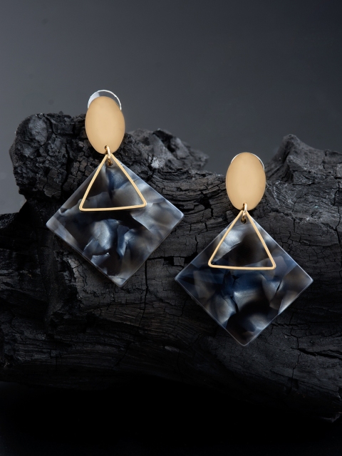 E2O Black Geometric Drop Earrings