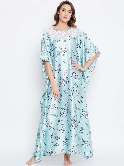 

The Kaftan Company Blue & White Printed Nightdress