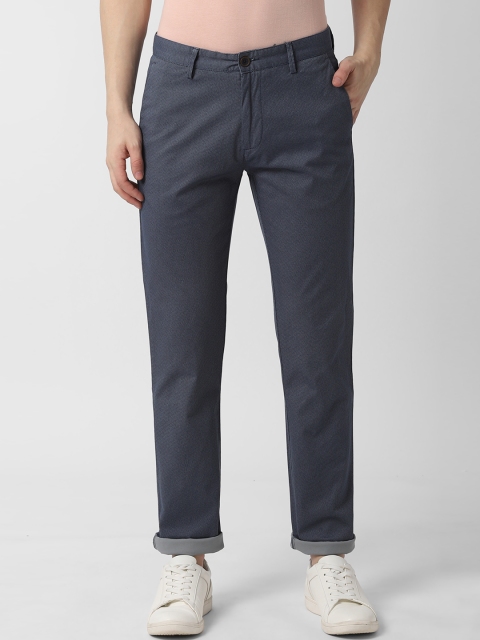 

Peter England Casuals Men Blue Super Slim Fit Printed Regular Trousers
