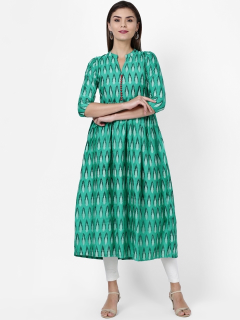 

Soch Women Green Printed A-Line Kurta