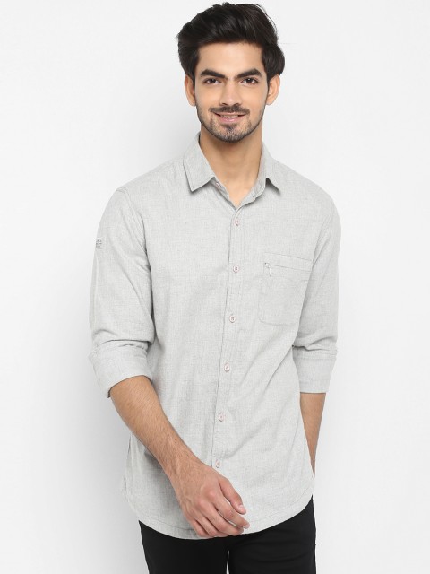 

Mufti Men Grey Self Design Slim Fit Casual Shirt