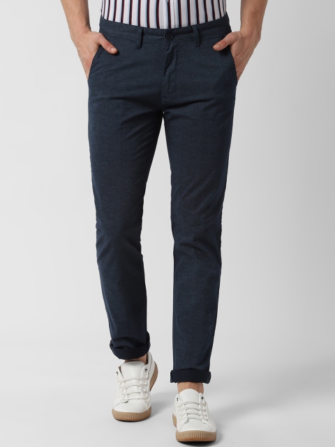 

Peter England Casuals Men Navy Blue Slim Fit Printed Regular Trousers