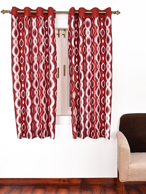 

Ariana Red & White Set of 2 Window Curtains