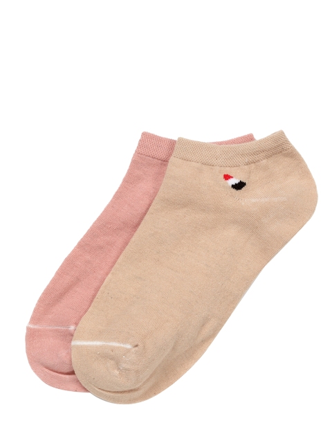 

J Style Women Pack of 2 Solid Ankle-Length Socks, Beige