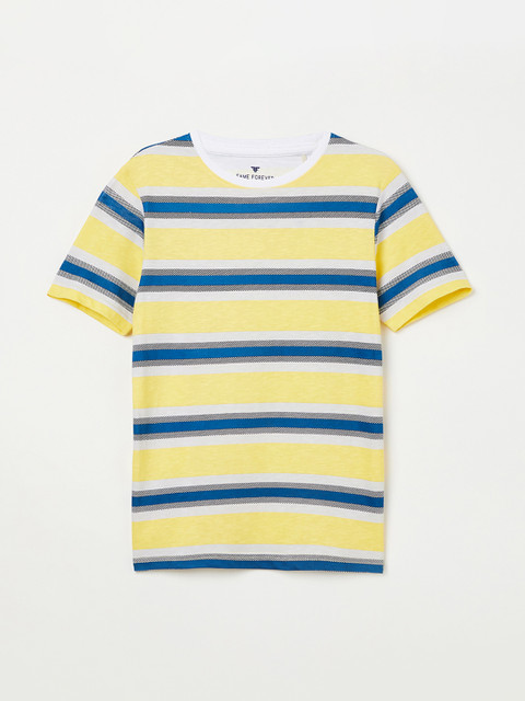 

Fame Forever by Lifestyle Boys Yellow Striped Round Neck T-shirt