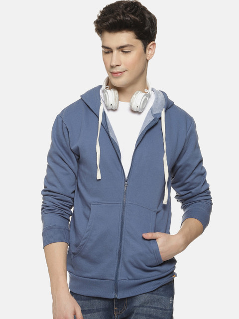 

Campus Sutra Men Blue Solid Hooded Sweatshirt
