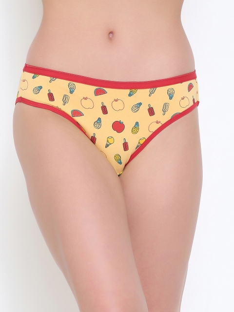 

Clovia Women Yellow & Red Printed Low Rise Bikini Briefs PN3282P02XXL