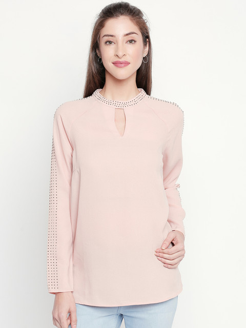 

Forever Glam by Pantaloons Women Pink Embellished Top