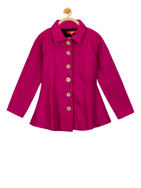 

Olele Girls Purple Solid Tailored Woolen Jacket