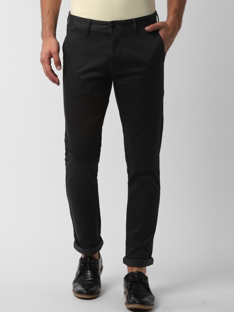 

Peter England Casuals Men Black Slim Fit Solid Regular Trousers