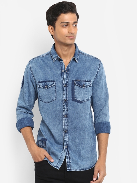 

Mufti Men Blue Faded Slim Fit Casual Shirt