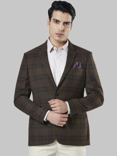 

Next Look Men Brown & Green Checked Single-Breasted Blazer