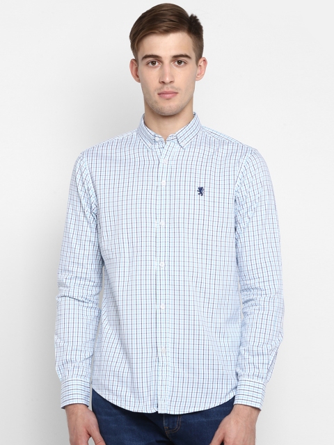 

Red Tape Men White & Blue Regular Fit Checked Casual Shirt