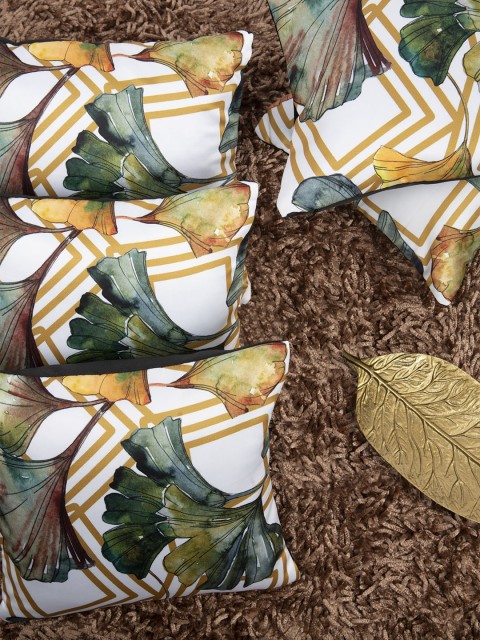 

HOUZZCODE Multicoloured Set of 5 Floral Square Cushion Covers, Multi
