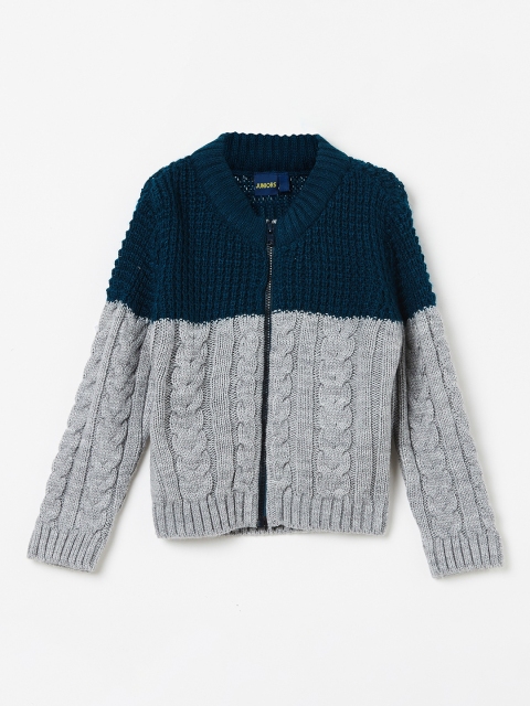 

Juniors by Lifestyle Boys Grey & Navy Blue Colourblocked Sweater