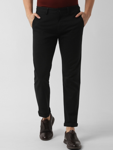 

Peter England Casuals Men Black Super Slim Fit Solid Regular Trousers