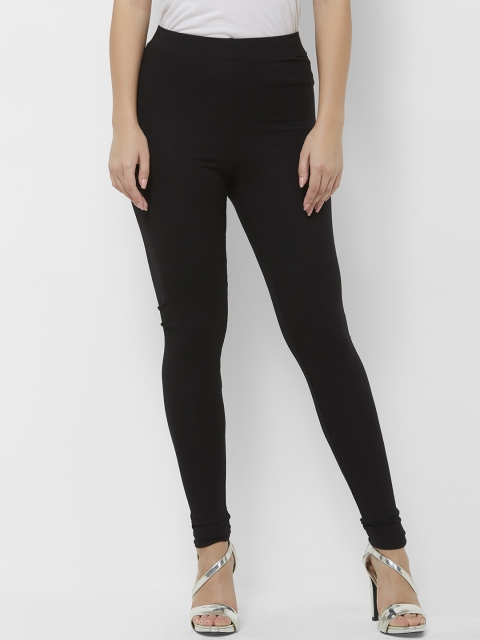 

bebe Women Black Solid Churidar Length Leggings