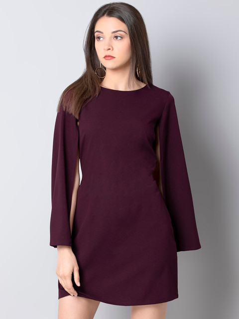 

FabAlley Women Solid Purple Sheath Dress