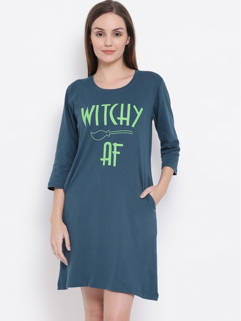 

Clovia Women Blue Printed Nightdress