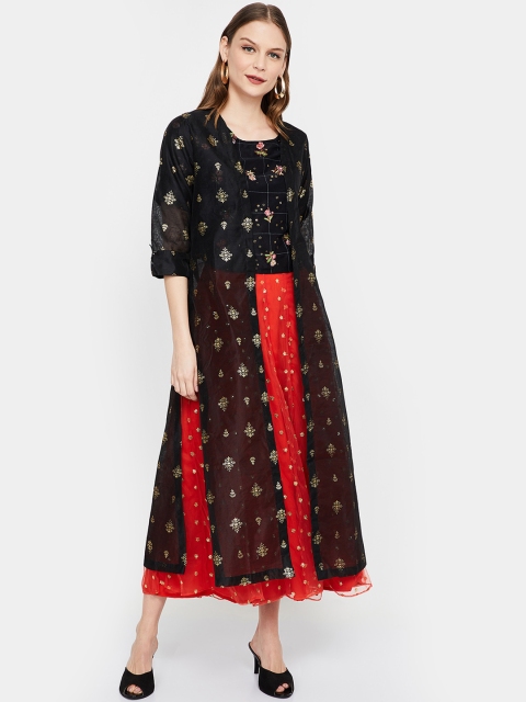

Colour Me by Melange Women Red Printed Embroidered Lehenga with Choli