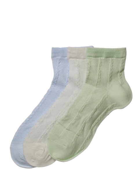 

J Style Women Pack of 3 Solid Ankle-Length Socks, Green
