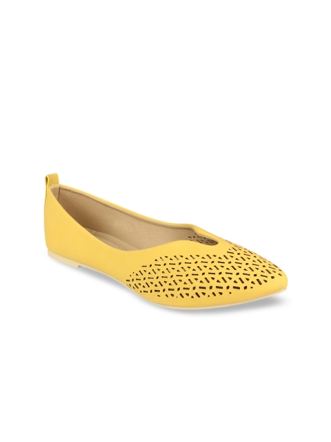 

Flat n Heels Women Yellow Textured Ballerinas