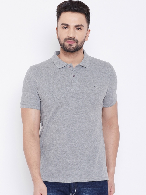 

Okane Men Grey Printed Polo Collar T-shirt