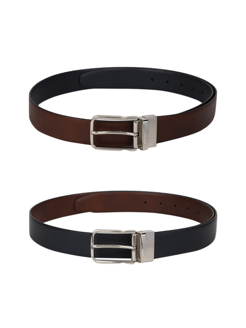 

Van Heusen Men Navy & Blue Reversible Textured Leather Belt