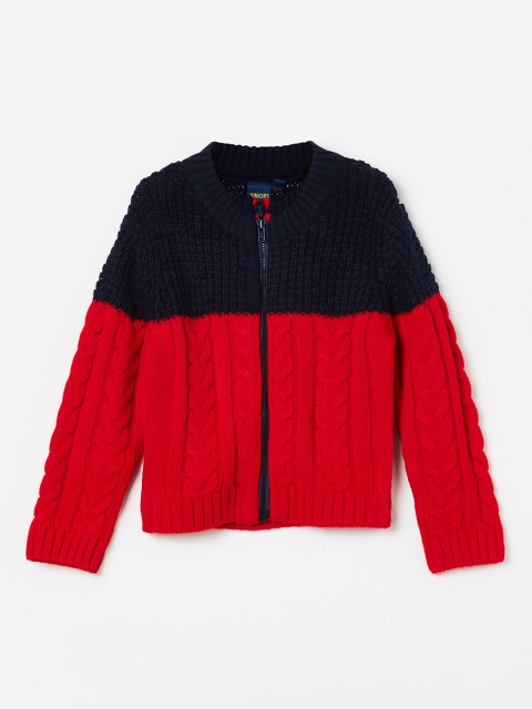 Juniors by Lifestyle Boys Red & Black Colourblocked Sweater