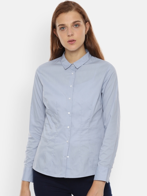 

Van Heusen Woman Blue Regular Fit Solid Casual Shirt